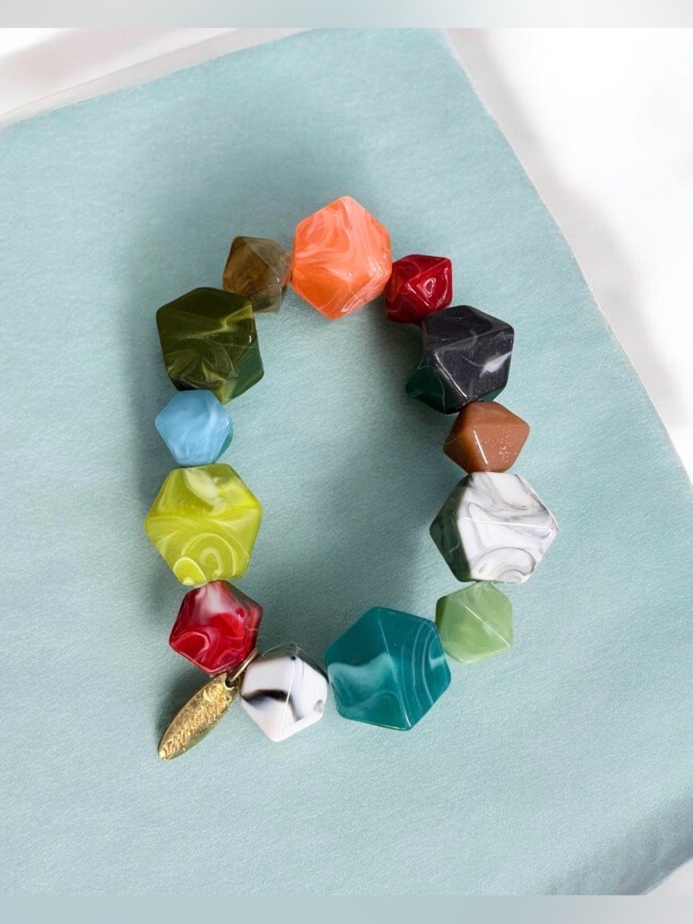 Plunder Multicolor Marbled Geometric Bead Bracelet